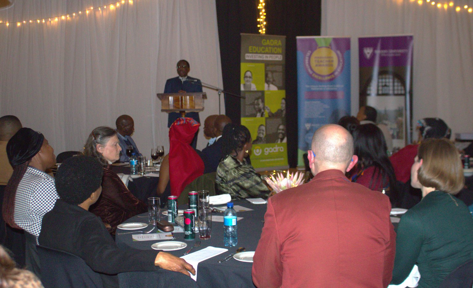 Rhodes University Vice-Chancellor Prof Sizwe Mabizela delivers the opening address at the Makhanda Teaching Awards ceremony at PJ Olivier High School last week. Photo: Nozipho Maphalala