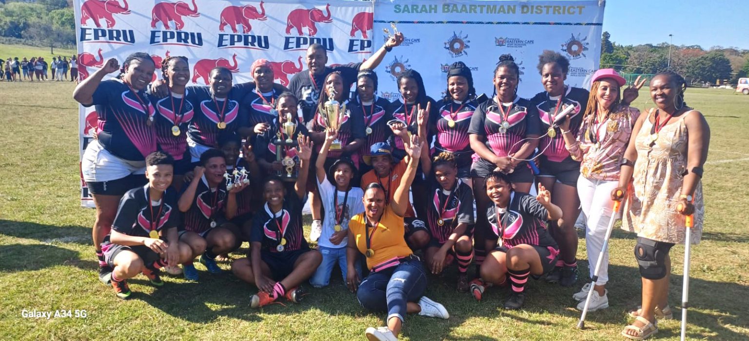 Alicedale United Women's Rugby Club clinched their second consecutive Sarah Baartman Women's Rugby League title. Photo: Susan MacLennan