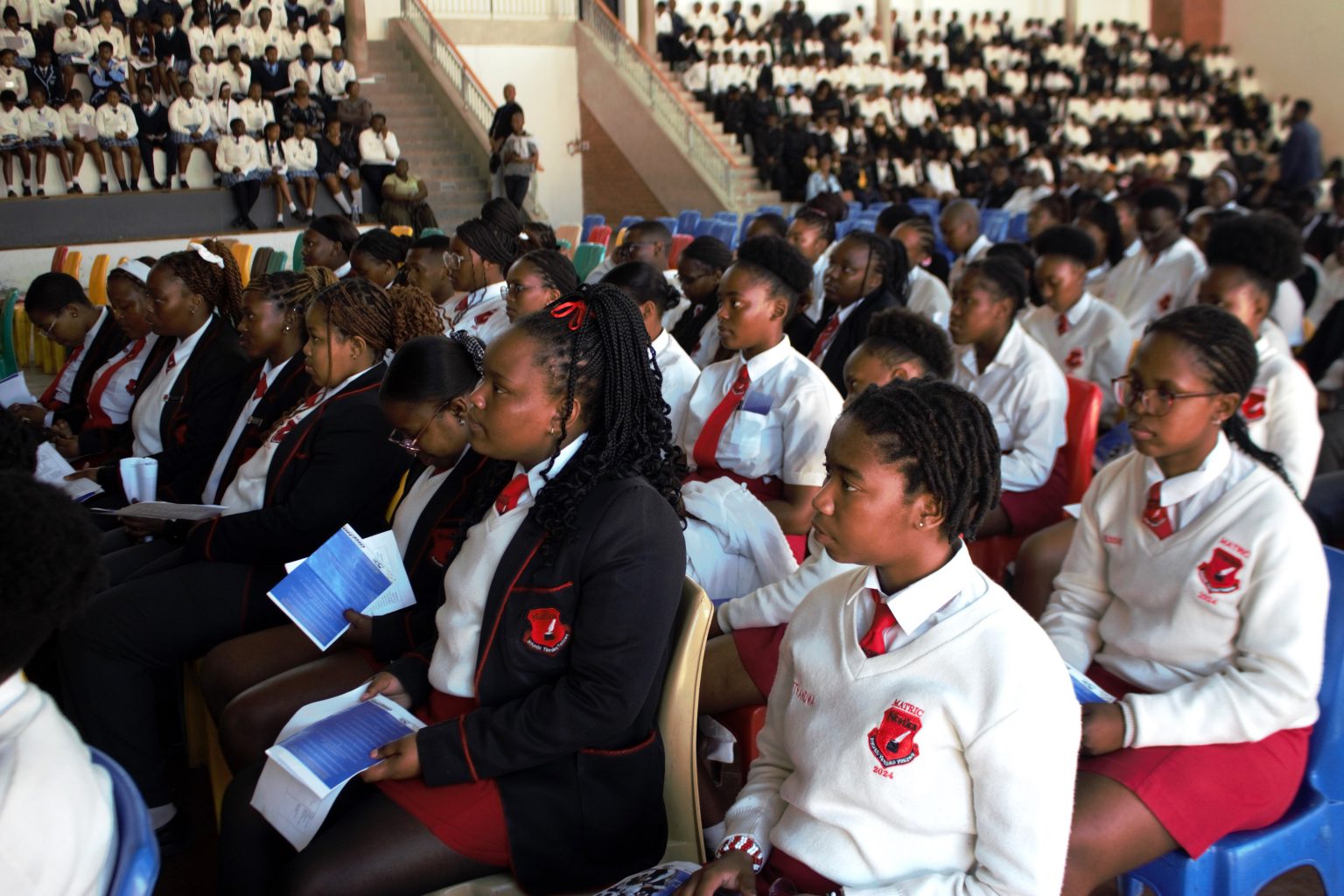 Some of the Makhanda matrics at the Grade 12 Last Push Intervention event at Joza's Indoor Sports Centre to wish them well ahead of their exams on Monday. Photo: Luvuyo Mjekula