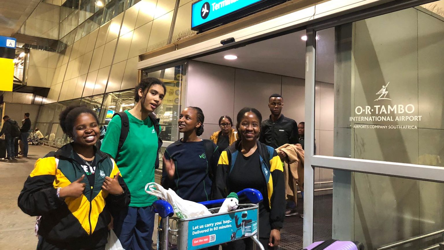 Victoria Girls High School learners depart at the OR Tambo International Airport to compete in the National Moot Court Competition in Pretoria. Photo: Sandy Vlandir