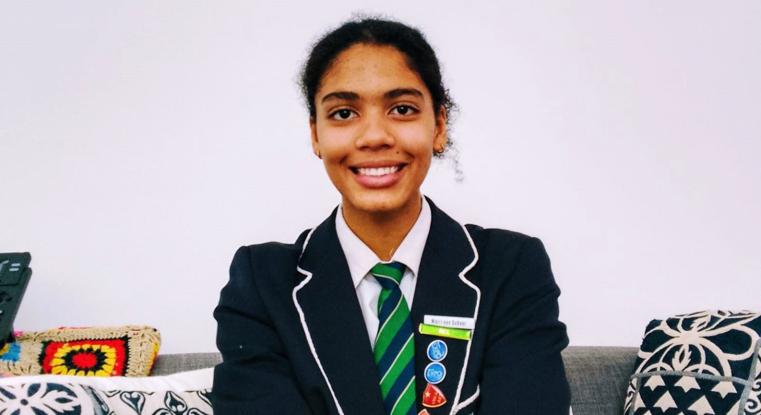 Mairi van Schoor, a Grade 11 learner at Victoria Girls High School, talks about how she manages to juggle her academic responsibilities and other school activities. Photo: Lufuno Masindi