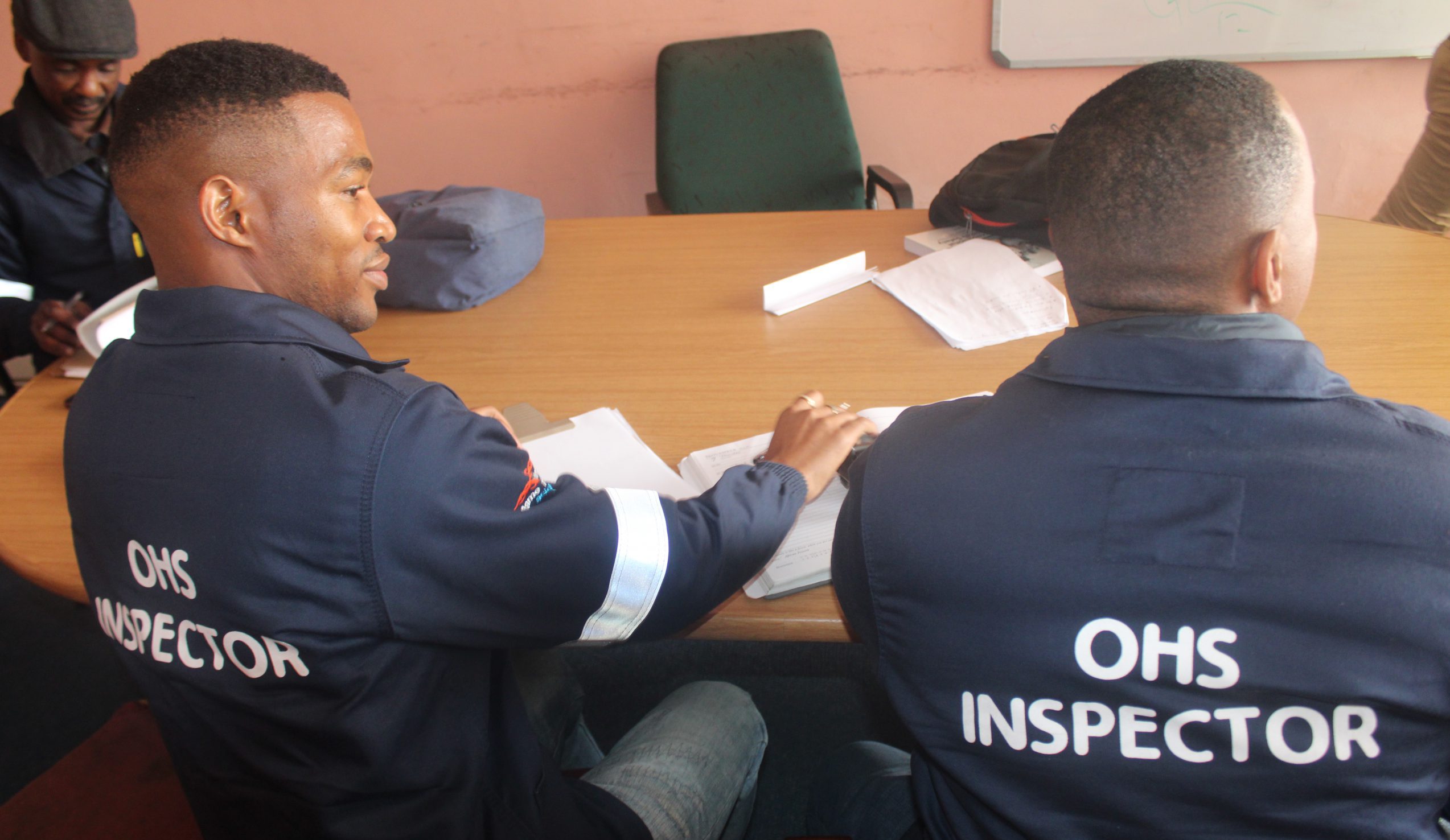 Employment and Labour Department inspectors conducting inspections at the Makana Municipality Engineering and Infrastructure office in Makhanda on Tuesday. Photo: Luvuyo Mjekula