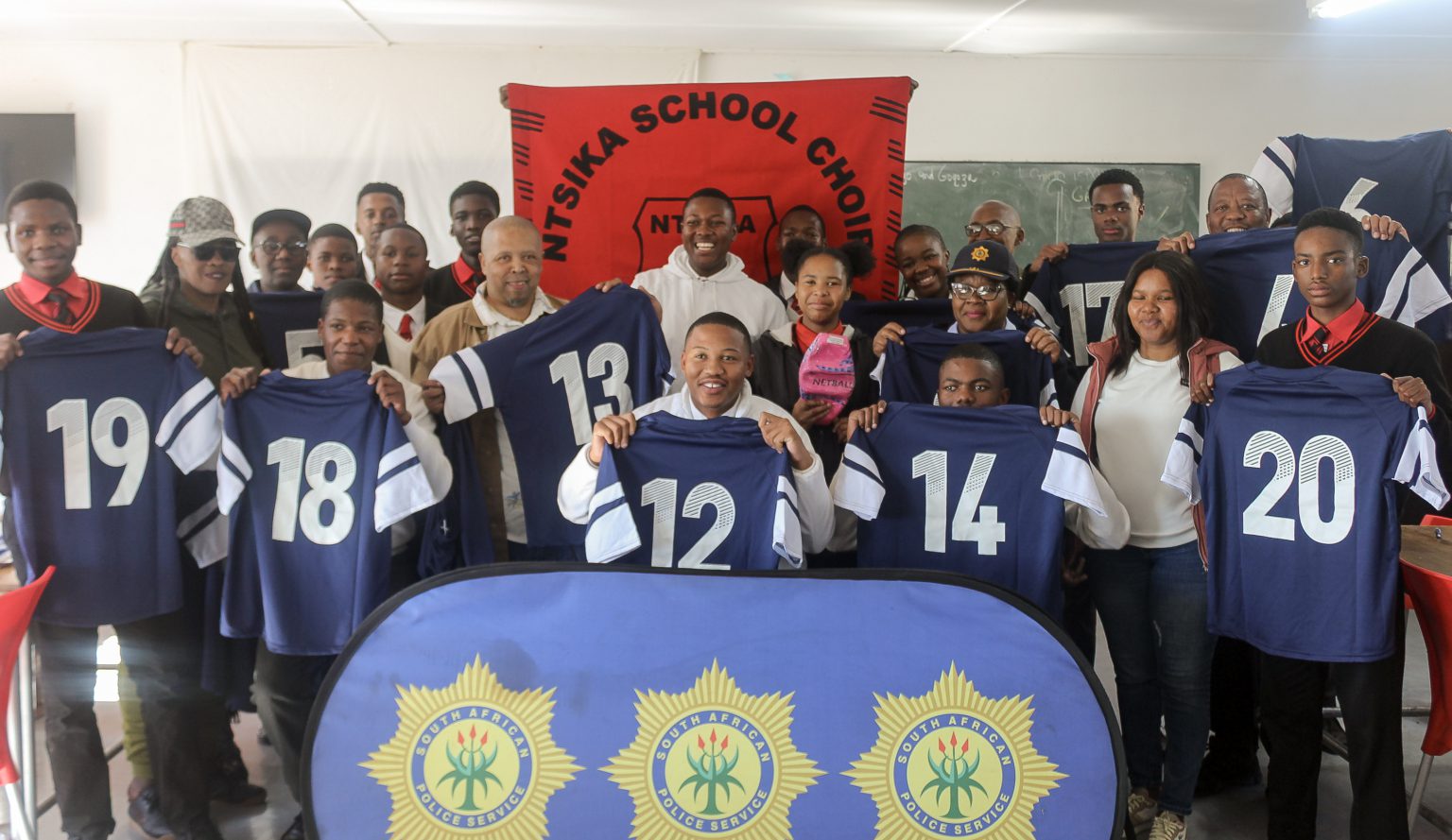 Sport kit, equipment donations for Makhanda school Ntsika Secondary School rugby and netball players showing off their new kit donated by the Joza CPF and the Community Safety Department's district office. Photo: Chris Totobela