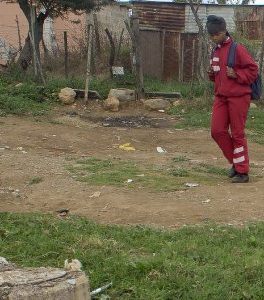 Sanelisiwe returning from school.