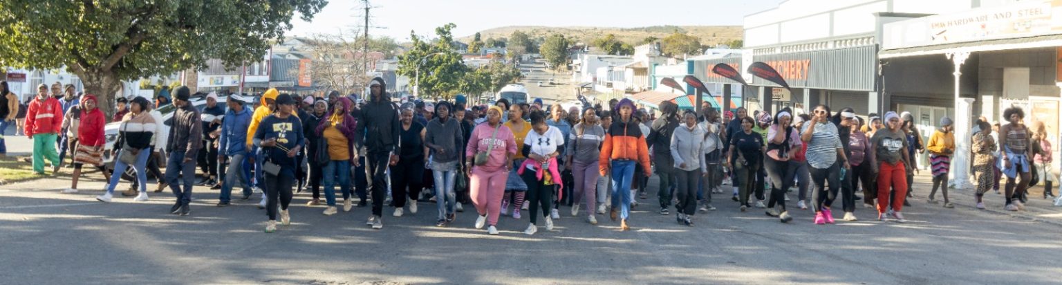 A group of "landless" residents march on Bathurst Street on Wednesday to deliver a memorandum at the City Hall. Photo: Chalotte Mokonyane