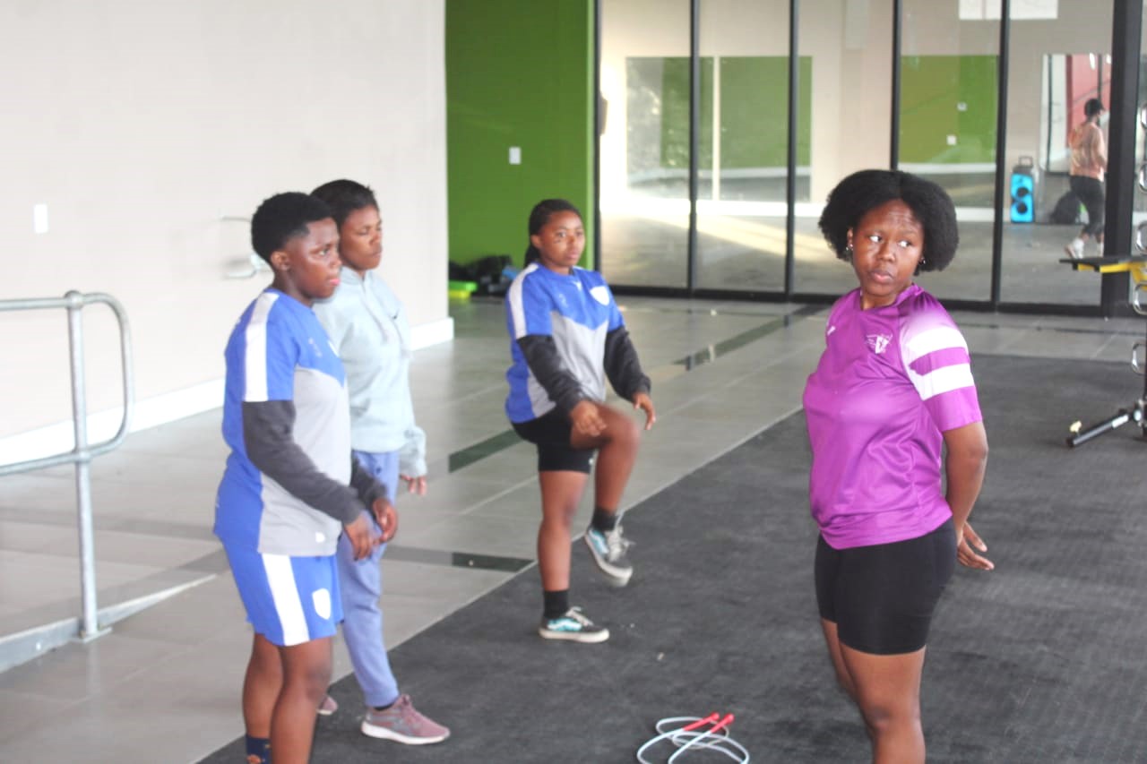 Makhanda coach talks wellness and fitness Nqobile Ndlela with members of African Connection at the High Performance Centre. Photo: Chris Totobela