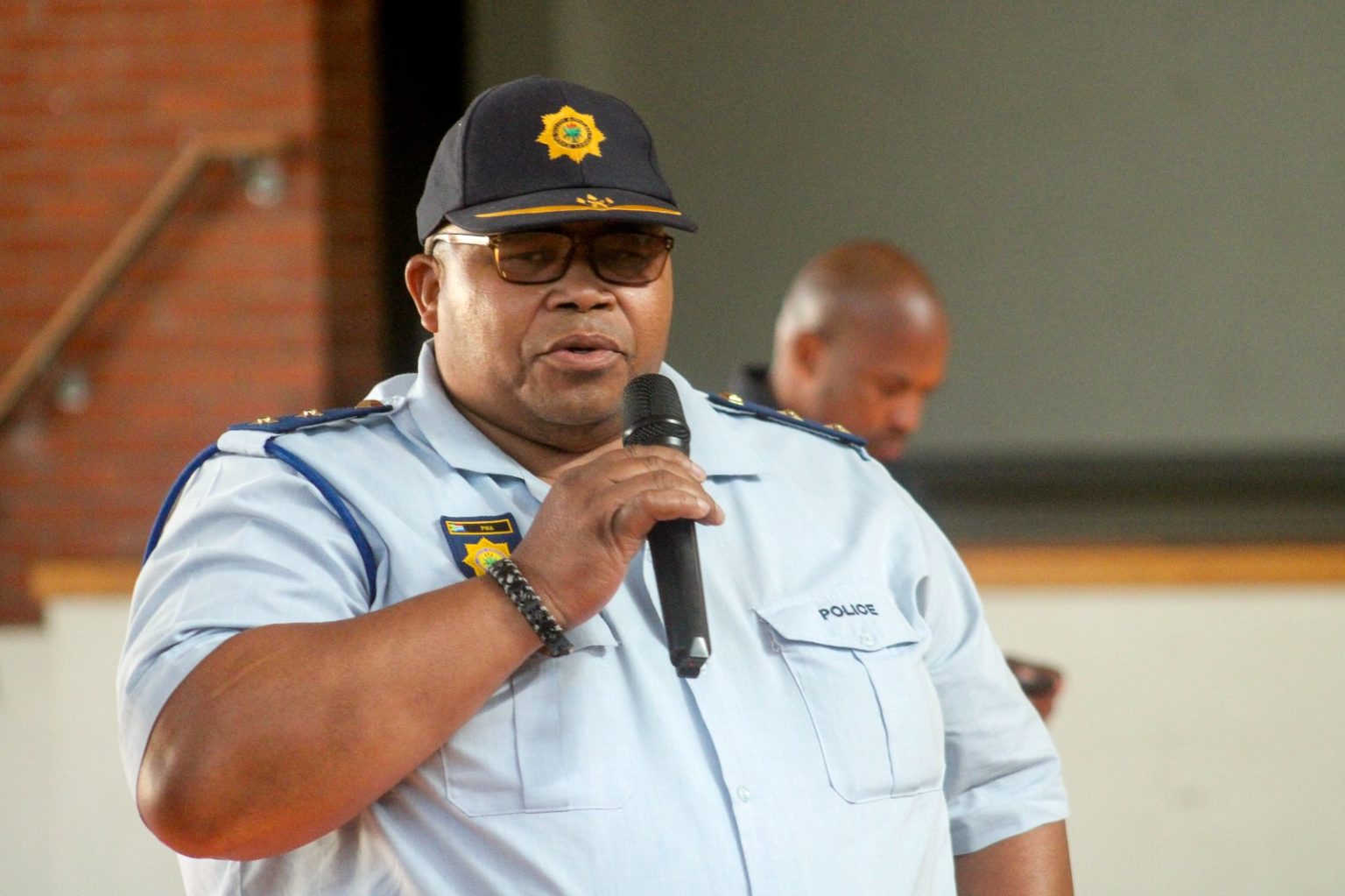 Makhanda Saps station commander, Colonel Mbulelo Pika, gave a detailed analysis of cases involving vandalism and theft of infrastructure in Makhanda over the past three months. Photo: Luvuyo Mjekula